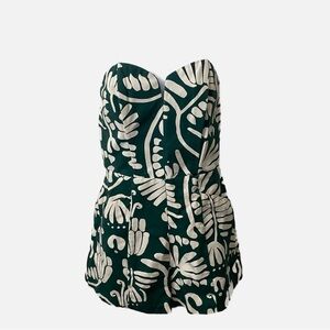 H&M Conscious,  Strapless Leaf Pattern Corset Romper